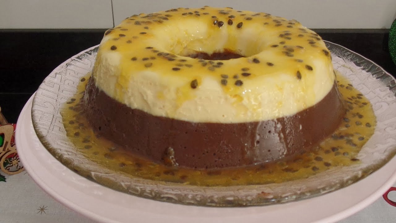 Receita de Pudim de Maracujá e Chocolate